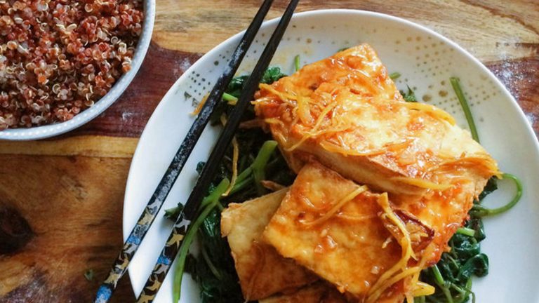 Chili Lime Ginger Sauce with Fried Silken Tofu